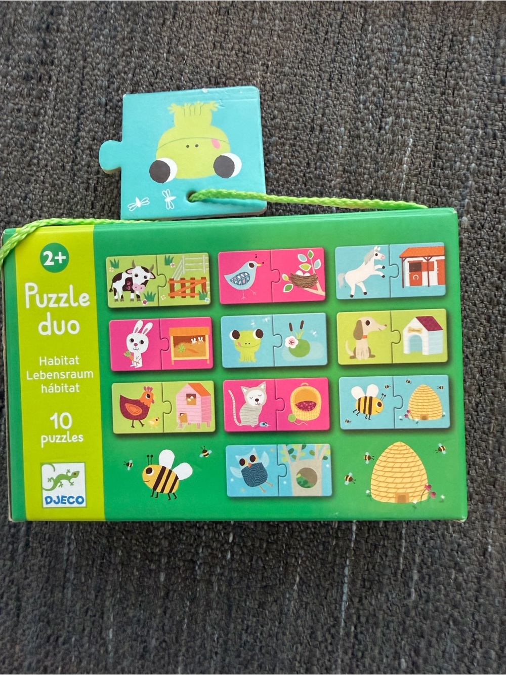 Djeco Puzzle Duo Kids Matching Set - Green Habitat Theme